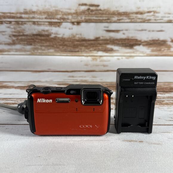 Nikon Coolpix AW120 16MP Waterproof WiFi Camera – Orange, Tested, Works - Picture 1 of 8